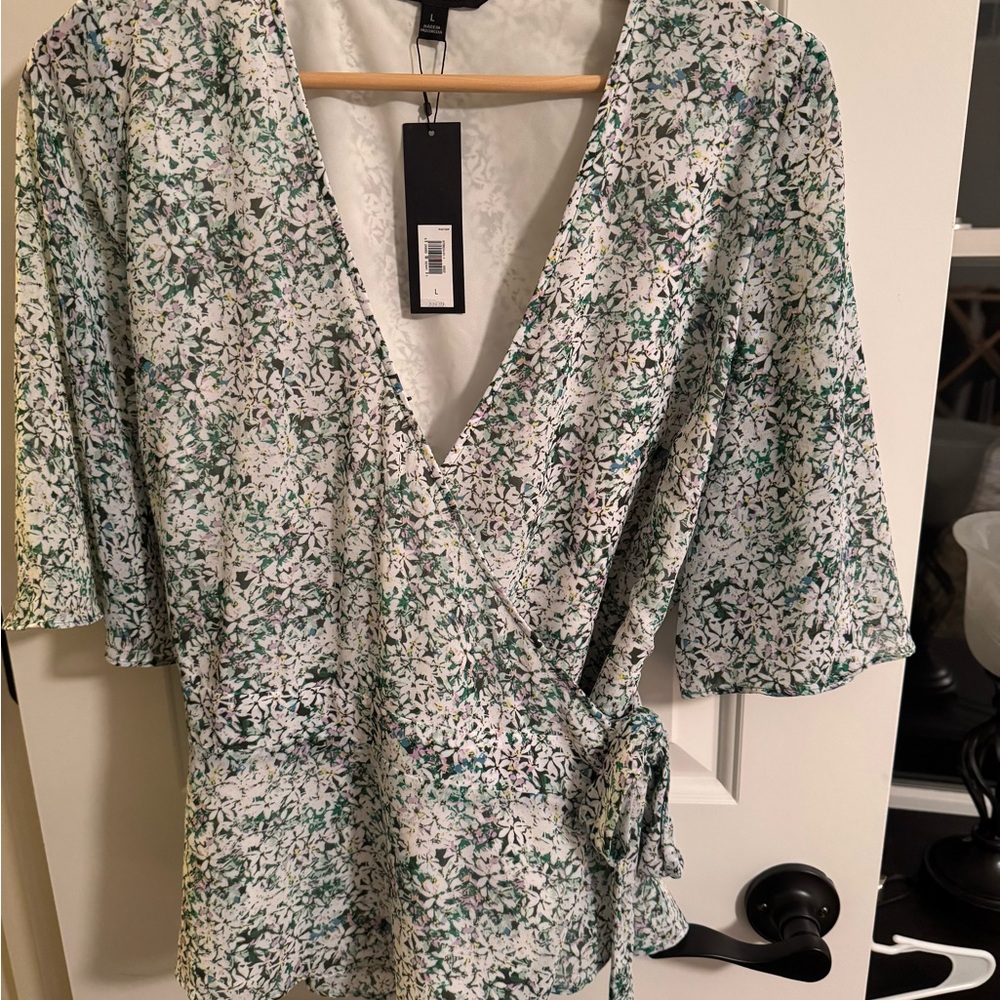 Banana Republic Floral Wrap Top NWT